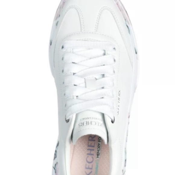Skechers Women's White and Pink Floral Sneakers - Picture 4 of 10